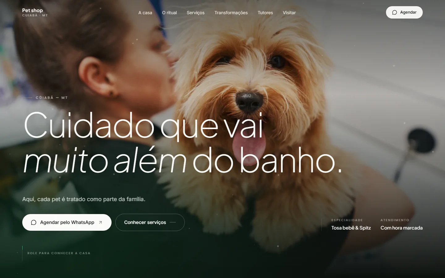 Modelo de site para pet shop feito pela FS Leaders